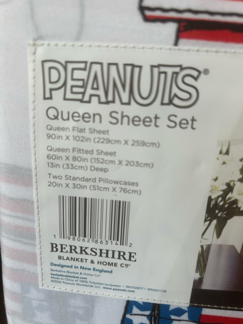 New Peanuts Snoopy Queen Sheet Set Americana Red White Blue July 4th - Picture 2 of 3